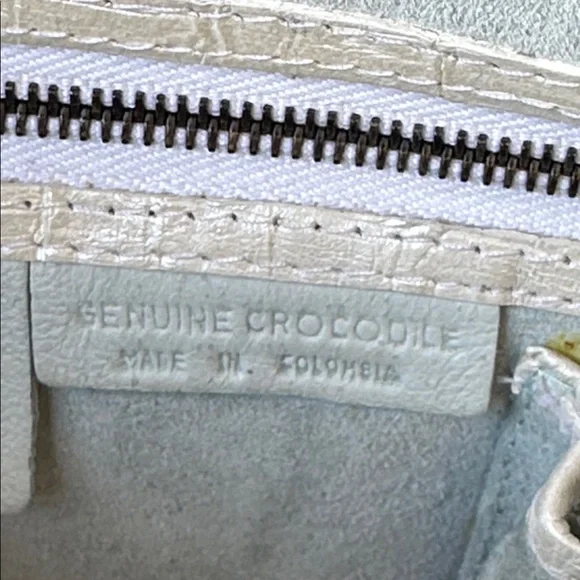 Nancy Gonzalez Rare Handwoven Genuine Crocodile Net Bag ivory & Black Leather - Picture 14 of 16